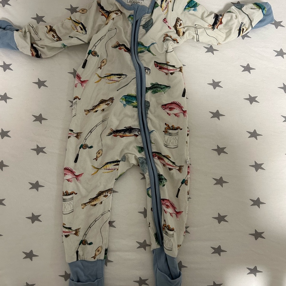 Caden Lane Fish Print One Piece - Multicolor and Blue